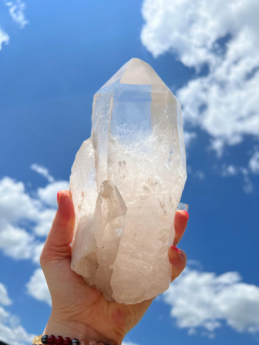 Natural Lemurian Quartz Cluster on Metal Stand - No.20