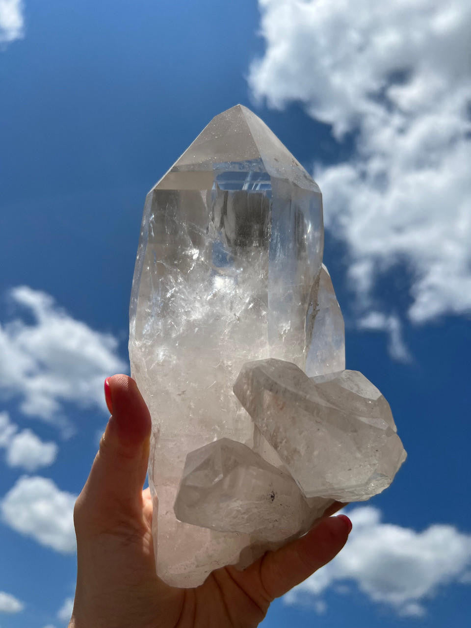 Natural Lemurian Quartz Cluster on Metal Stand - No.20