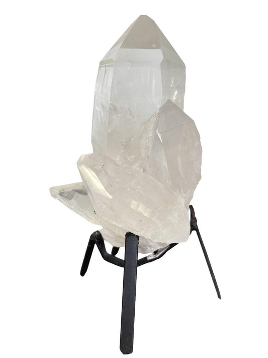 Natural Lemurian Quartz Cluster on Metal Stand - No.20