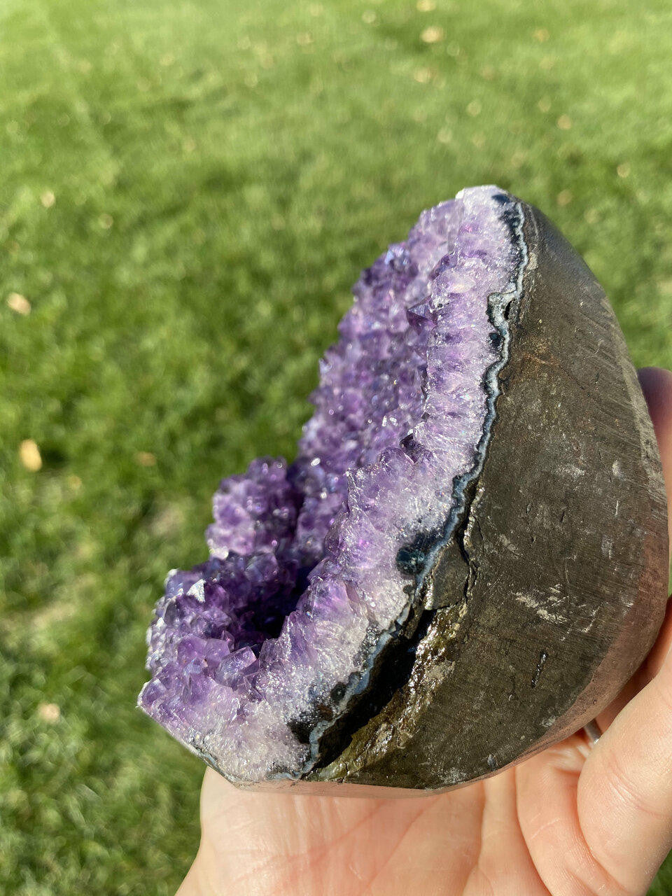 Raw Amethyst Standing Crystal Cluster Geode - No.154