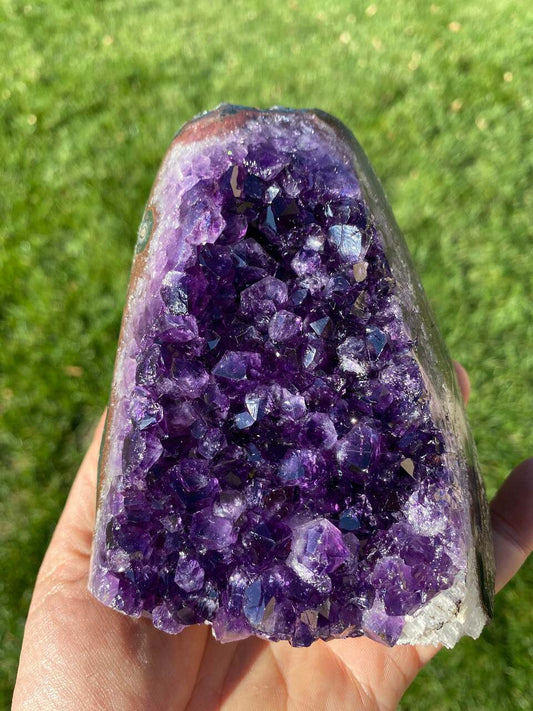 Raw Amethyst Standing Crystal Cluster Geode - No.161
