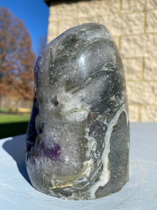 Raw Amethyst Standing Crystal Cluster Geode - No.86