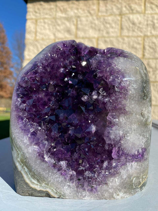 Raw Amethyst Standing Crystal Cluster Geode - No.86