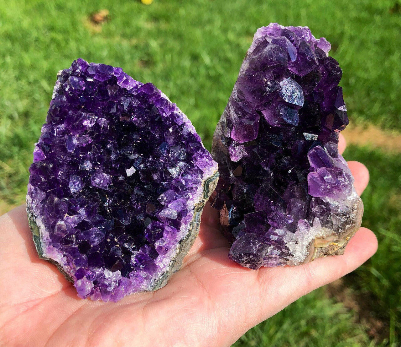 Purple vertical crystal cluster geode
