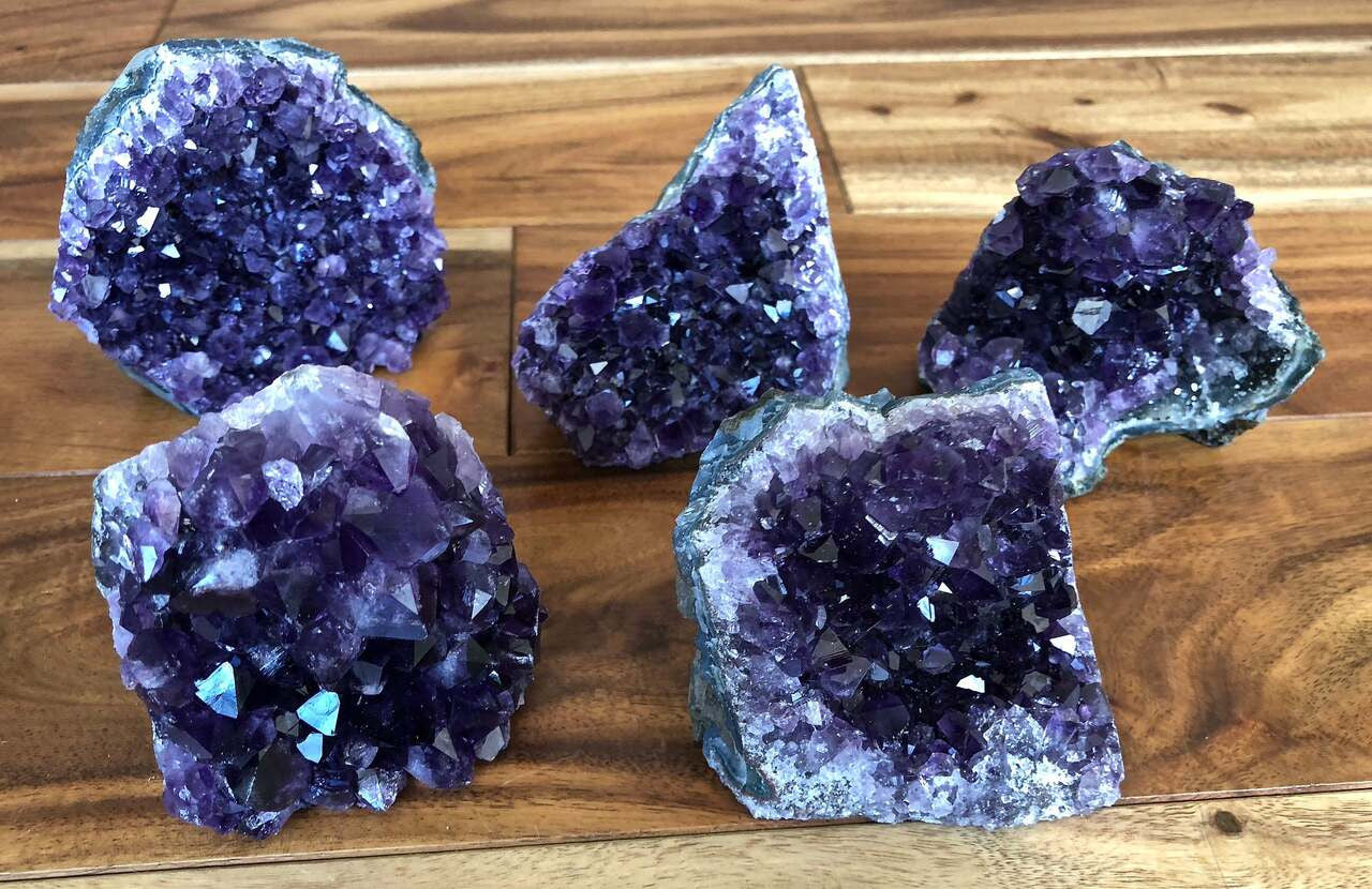 Purple vertical crystal cluster geode