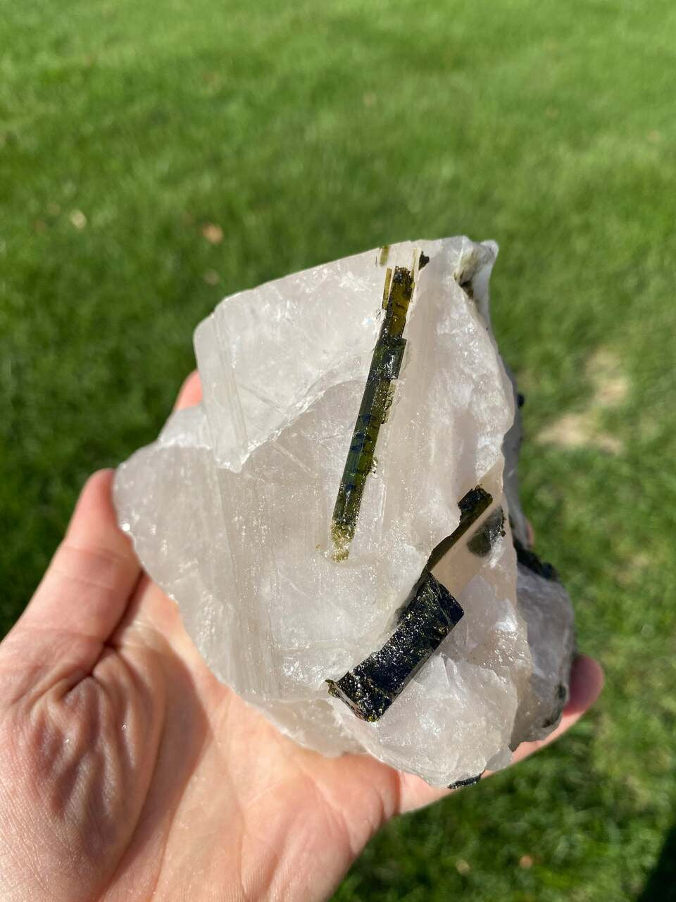 Raw Green Tourmaline & Clear Quartz Crystal - No.12