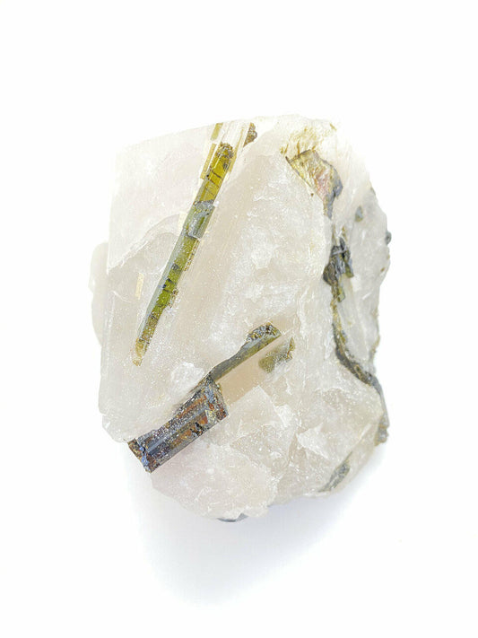 Raw Green Tourmaline & Clear Quartz Crystal - No.12
