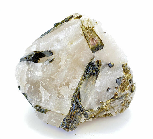 Raw Green Tourmaline & Clear Quartz Crystal - No.12