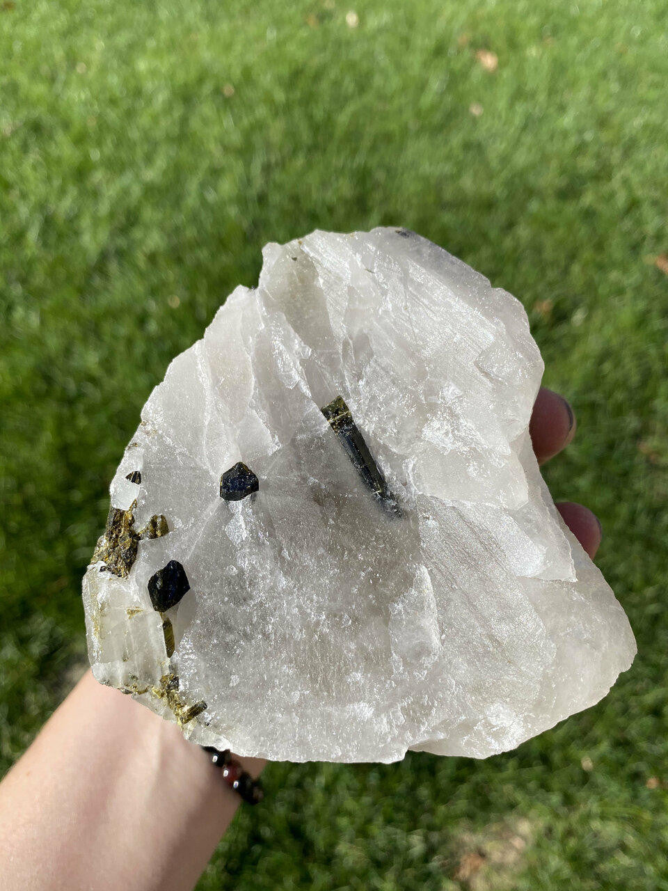 Raw Green Tourmaline & Clear Quartz Crystal - No.12