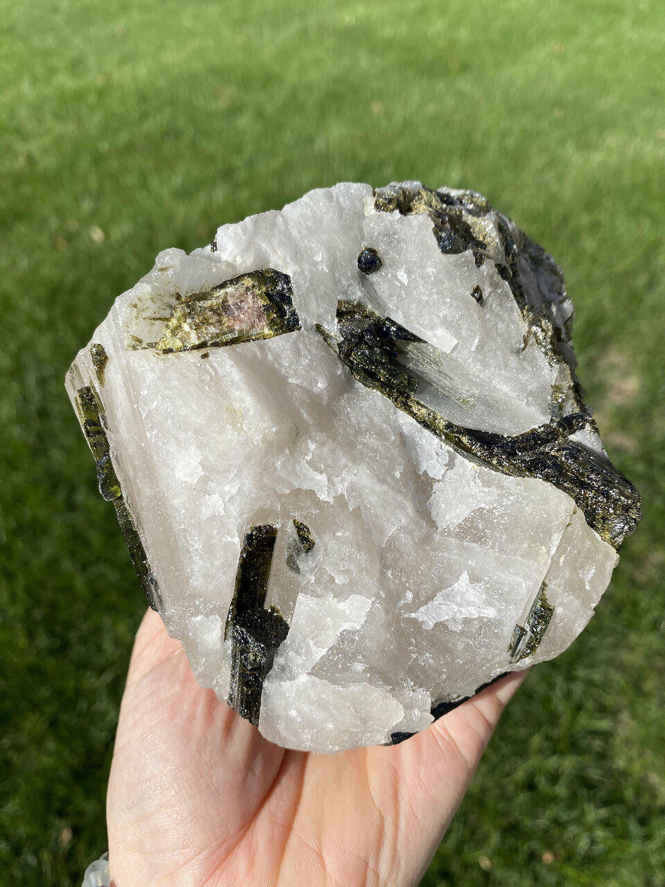 Raw Green Tourmaline & Clear Quartz Crystal - No.12
