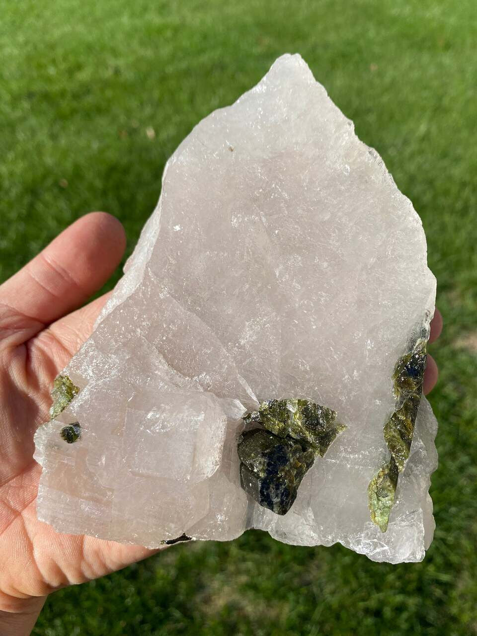 Raw Green Tourmaline & Clear Quartz Crystal - No.14