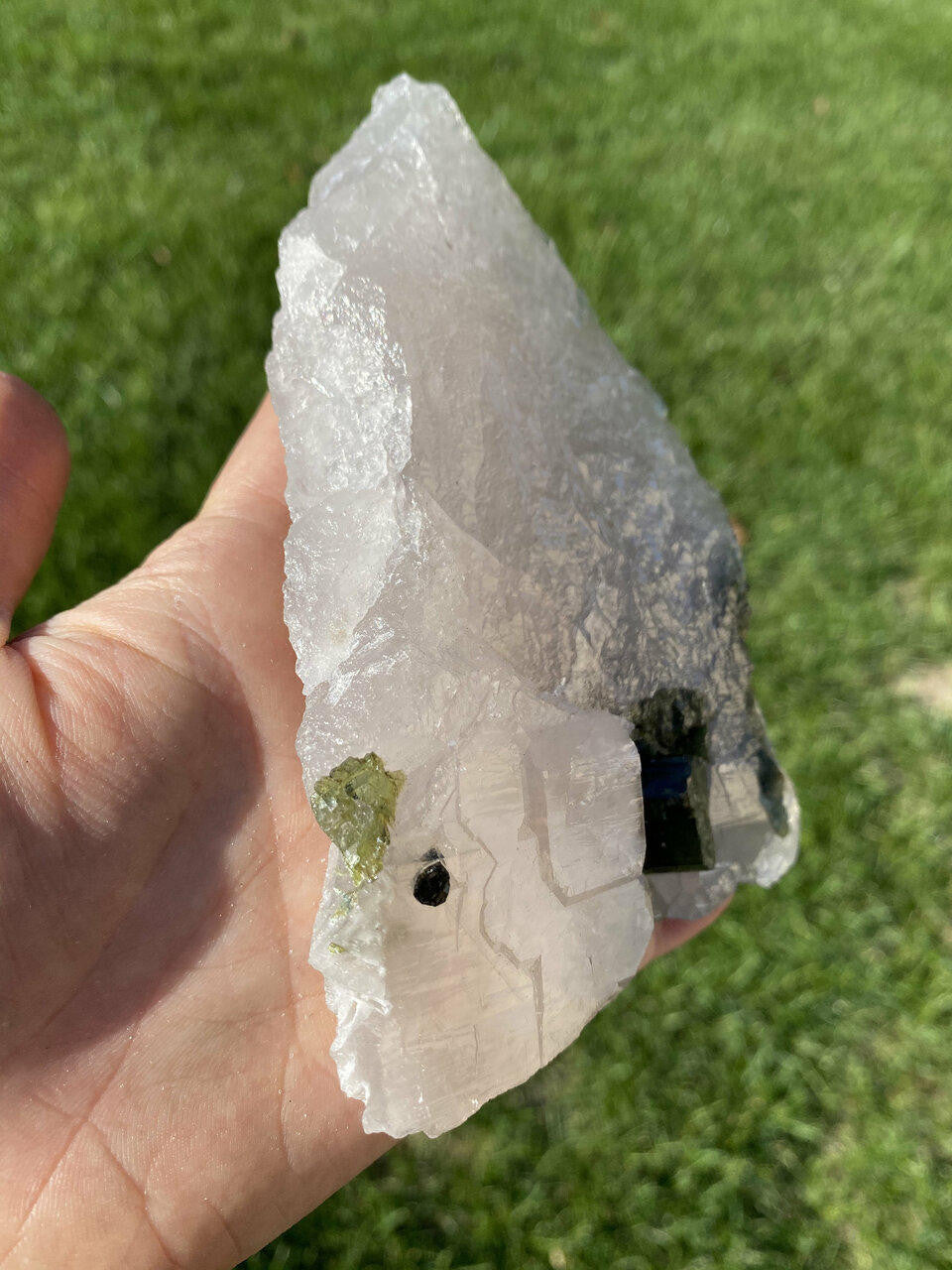 Raw Green Tourmaline & Clear Quartz Crystal - No.14