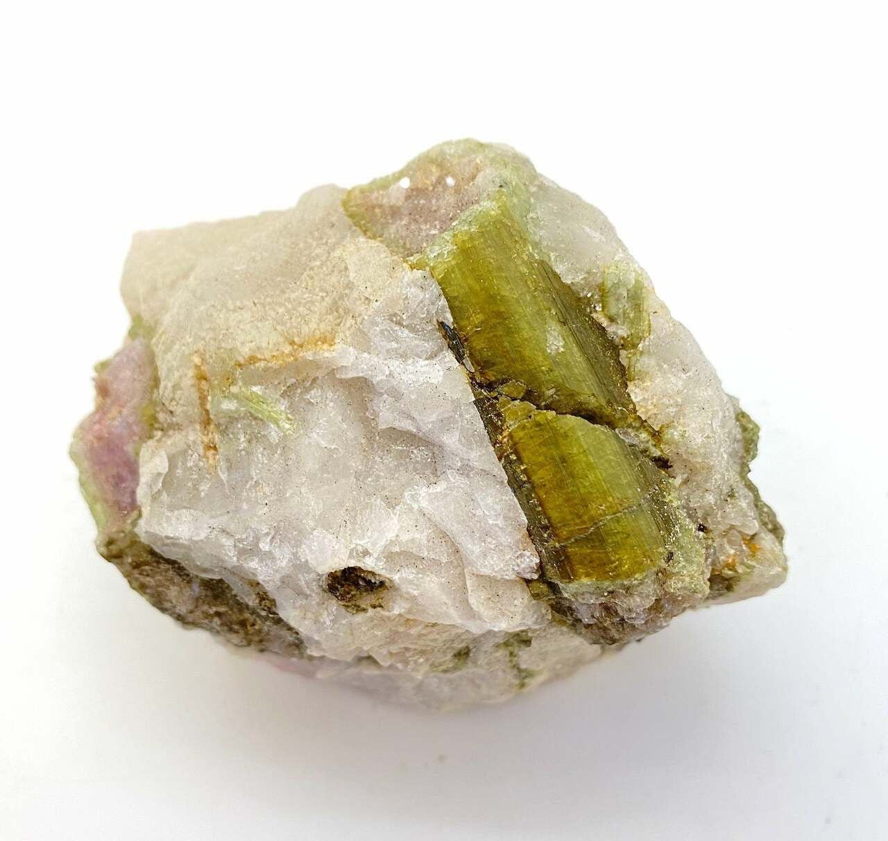 Raw Green Tourmaline & Clear Quartz Crystal - No.29
