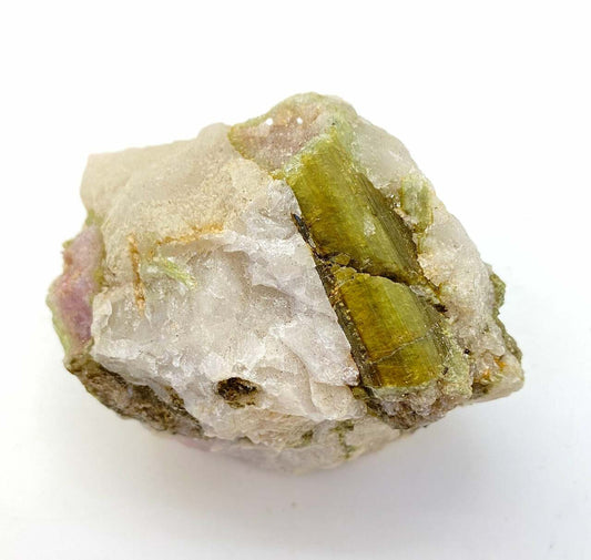 Raw Green Tourmaline & Clear Quartz Crystal - No.29