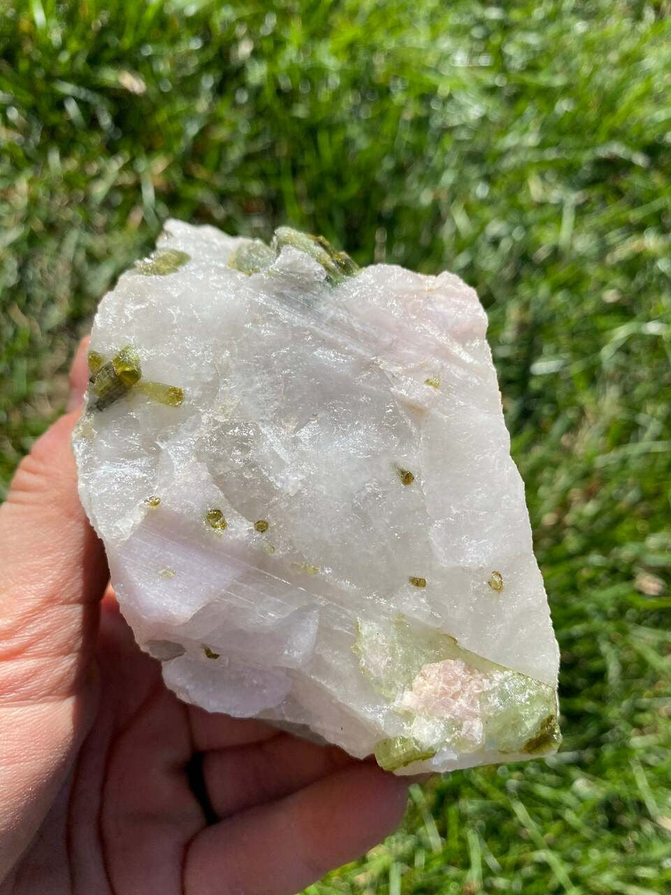 Raw Green Tourmaline & Clear Quartz Crystal - No.29
