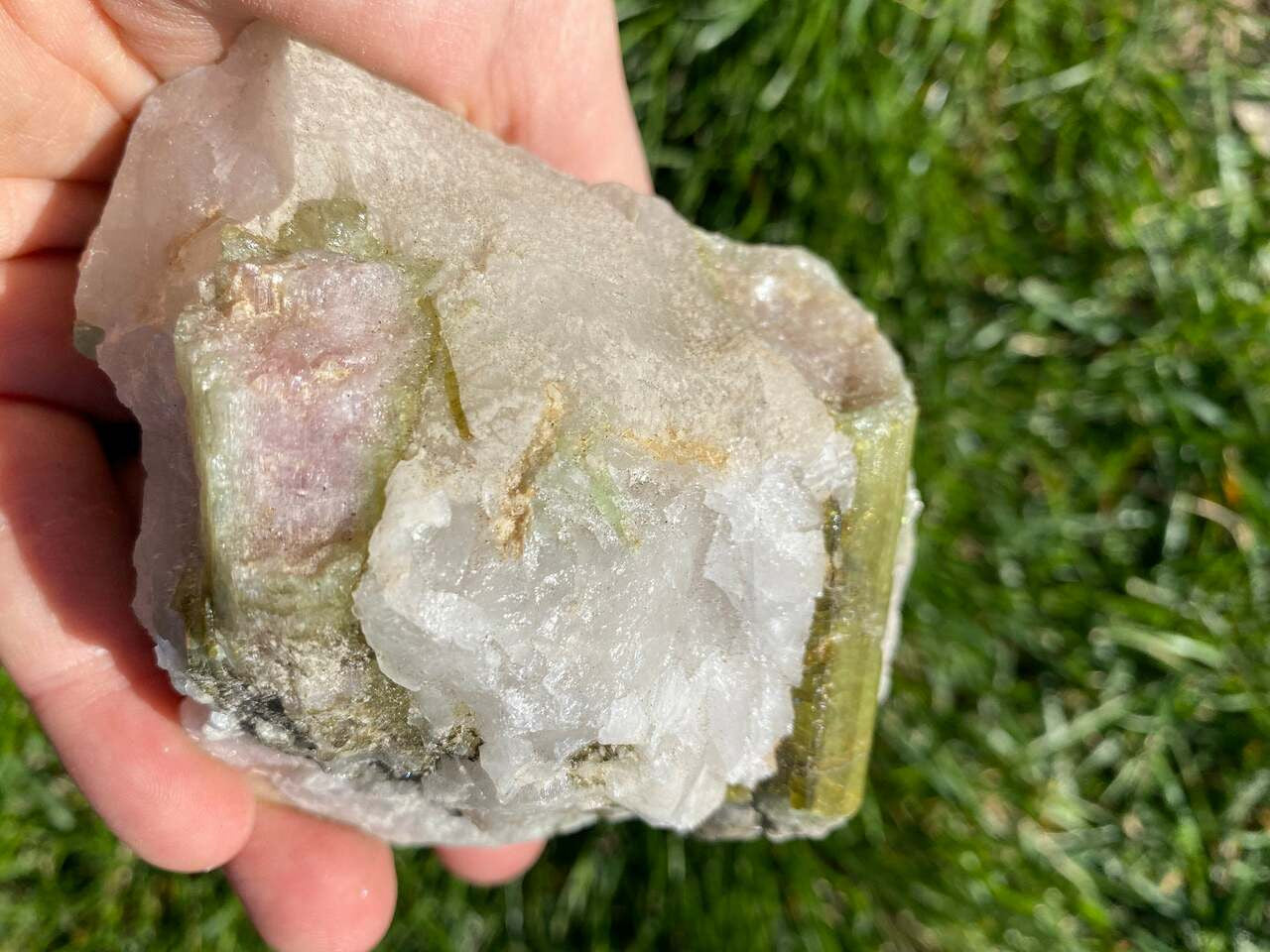 Raw Green Tourmaline & Clear Quartz Crystal - No.29