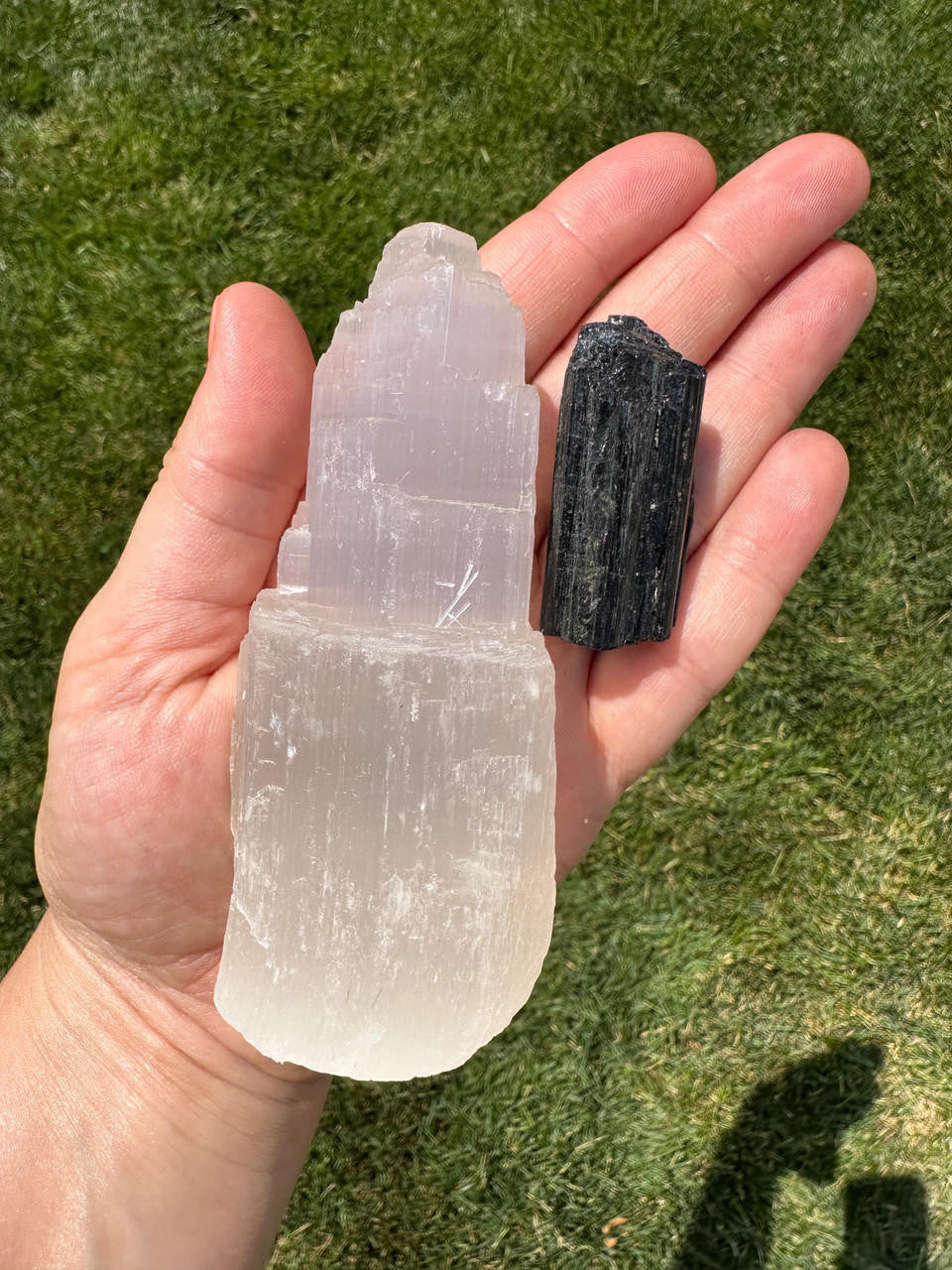 Selenite Tower & Black Tourmaline Protection Kit (Raw)
