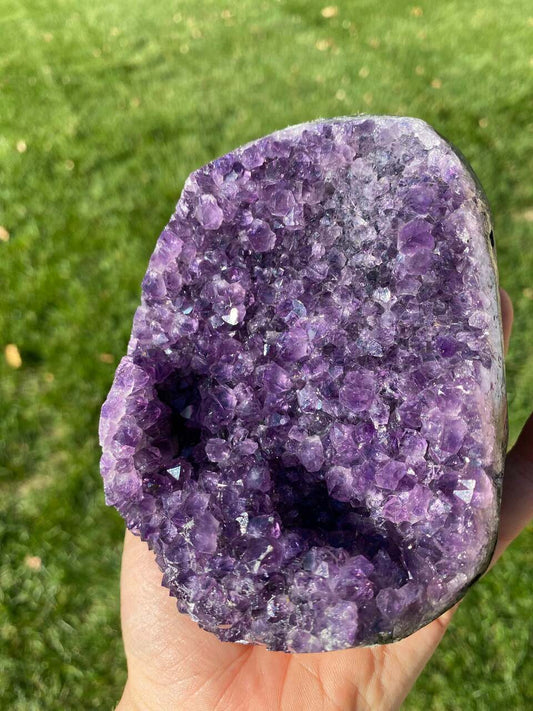 Raw Amethyst Standing Crystal Cluster Geode - No.154