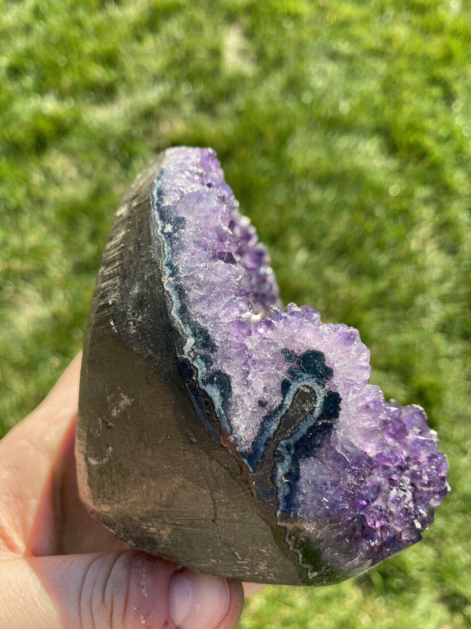 Raw Amethyst Standing Crystal Cluster Geode - No.154