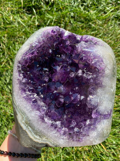 Raw Amethyst Standing Crystal Cluster Geode - No.86